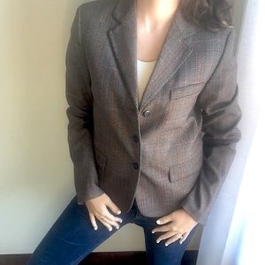 Express Brown, Rust & Teal Plaid Checkered Blazer